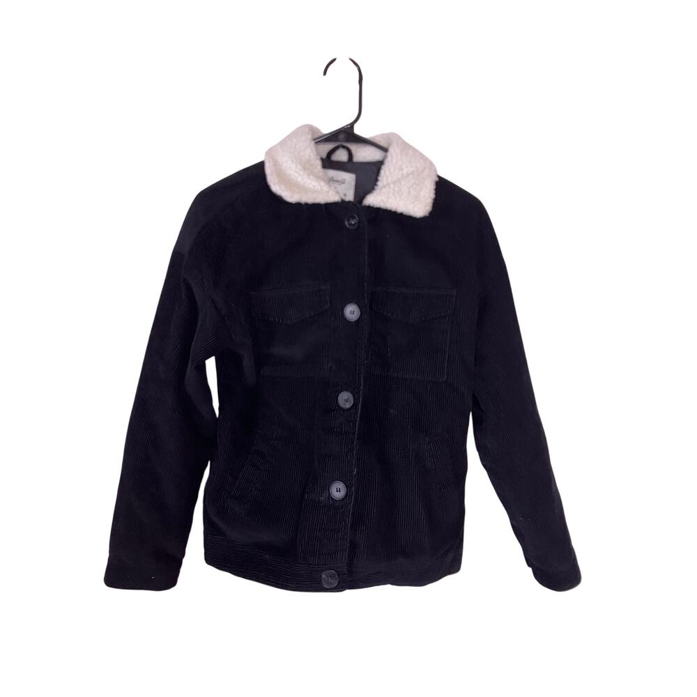Black Corduroy Sherpa Lined Jacket Womens Size 2 Cozy Winter Outerwear